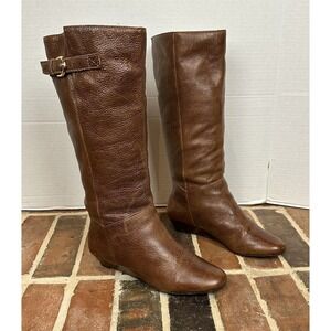 Steve Madden Brown Leather Riding Boots Women's  7.5 Intyce Tall Knee High Wedge